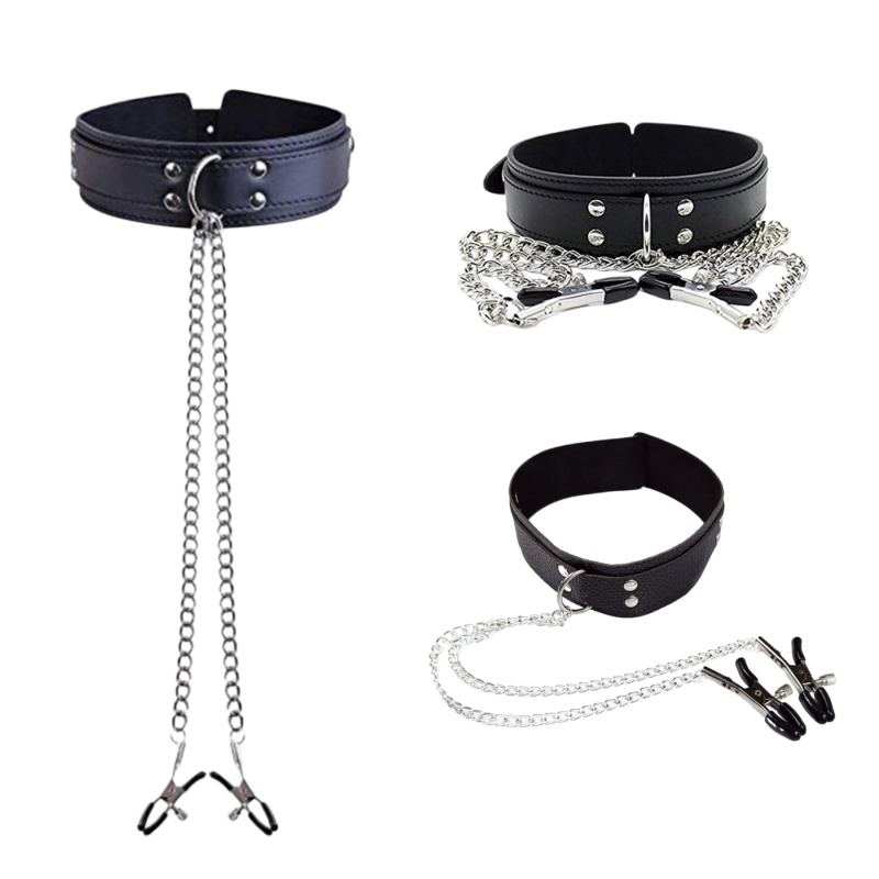 Leatherwork Clamp - Punk Leather Neck Choker Collar With