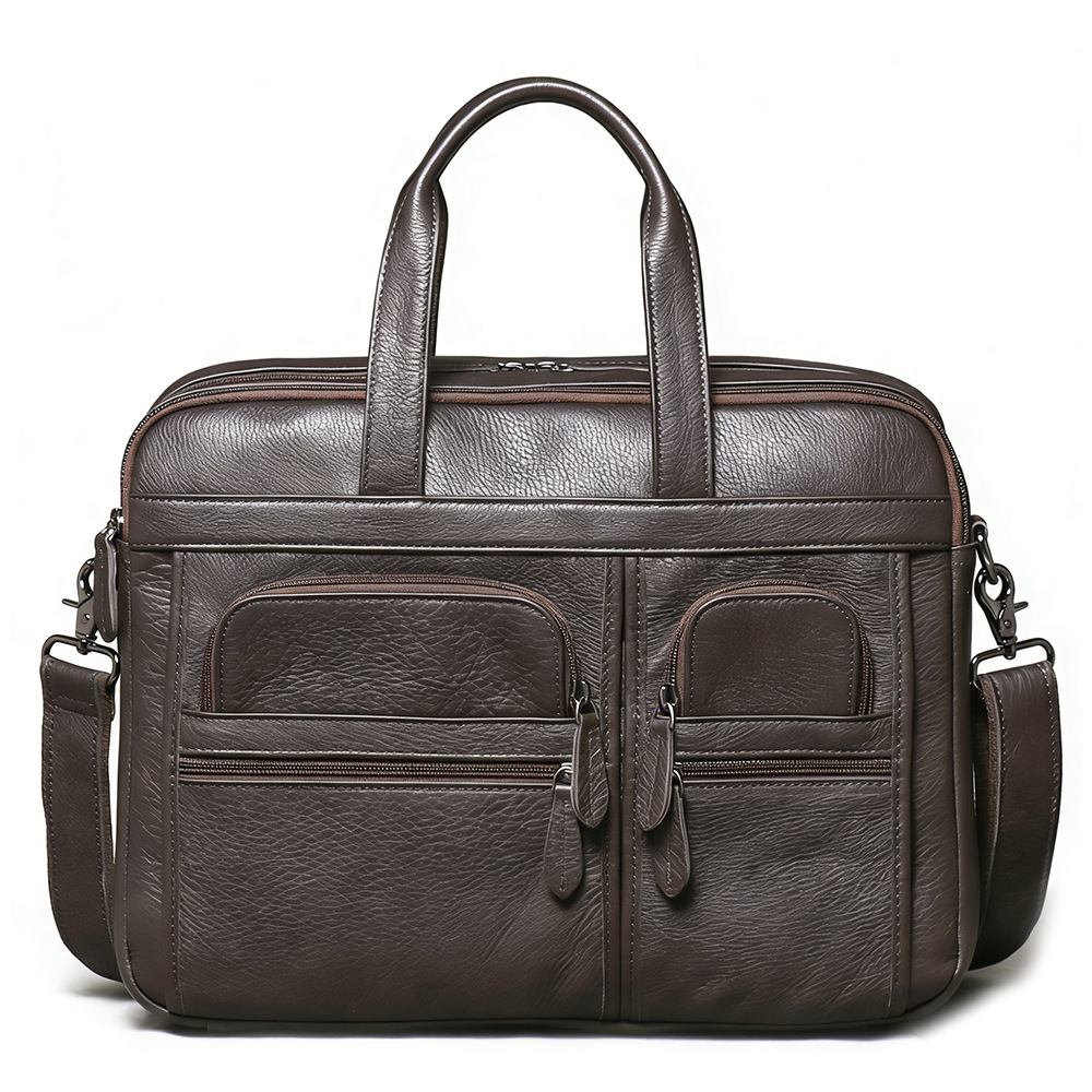 Leather Work Laptop Bag - Men's Genuine Leather Briefcase, Business Handbag