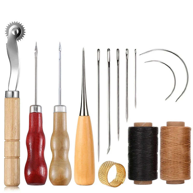 Leatherwork Thread - 14PCS Leather Craft Sewing Kit Waxed