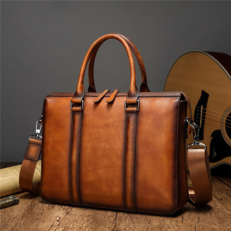 Vintage Leatherwork - YETTIES Business Top Grain Leather Briefcase