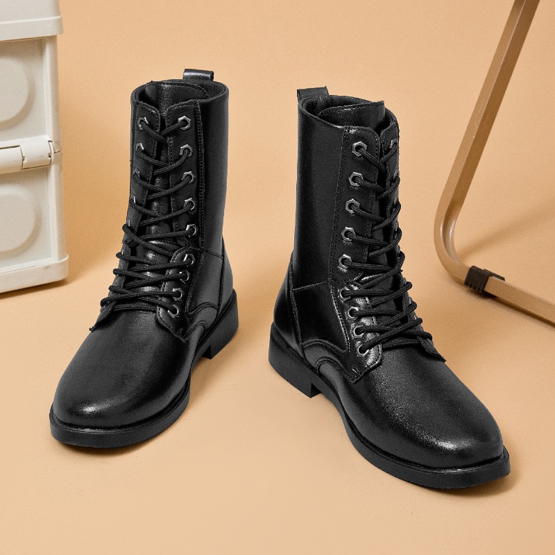 Leather Work Boots - MAIJIAKA High-top Leather Boots Outdoor Tactical