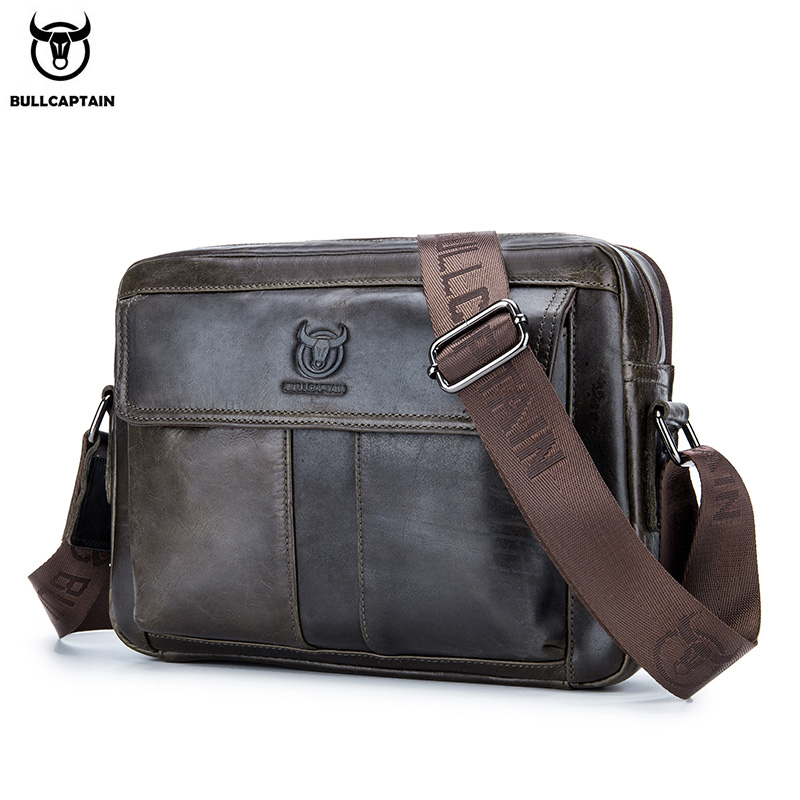Leather Work Laptop Bag - BULLCAPTAIN Genuine Leather Men's Crossbody Bag