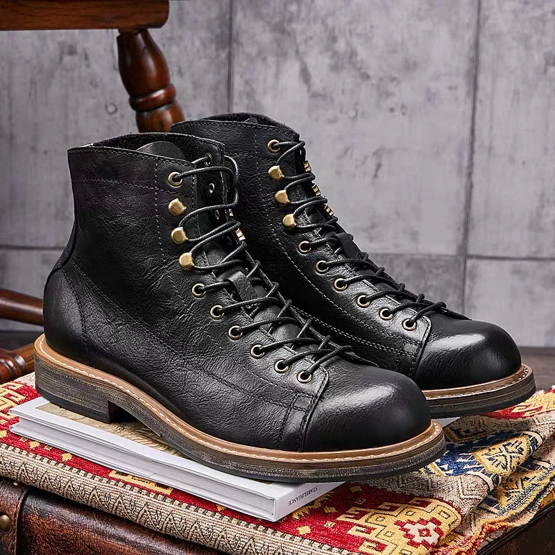 Handmade British Big Size Men  - Leather Work Boots review and price