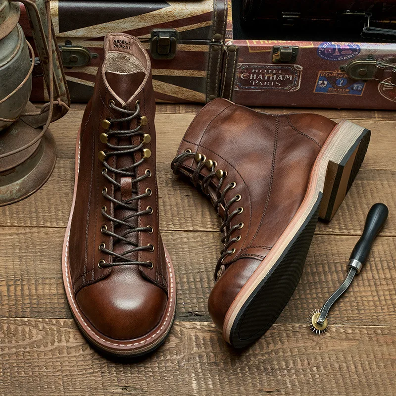 Handmade British Big Size Men  - Leather Work Boots review and price