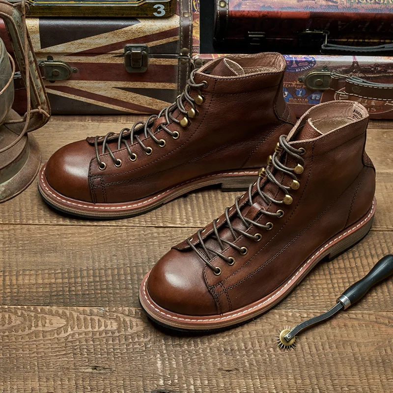 Handmade British Big Size Men  - Leather Work Boots review and price