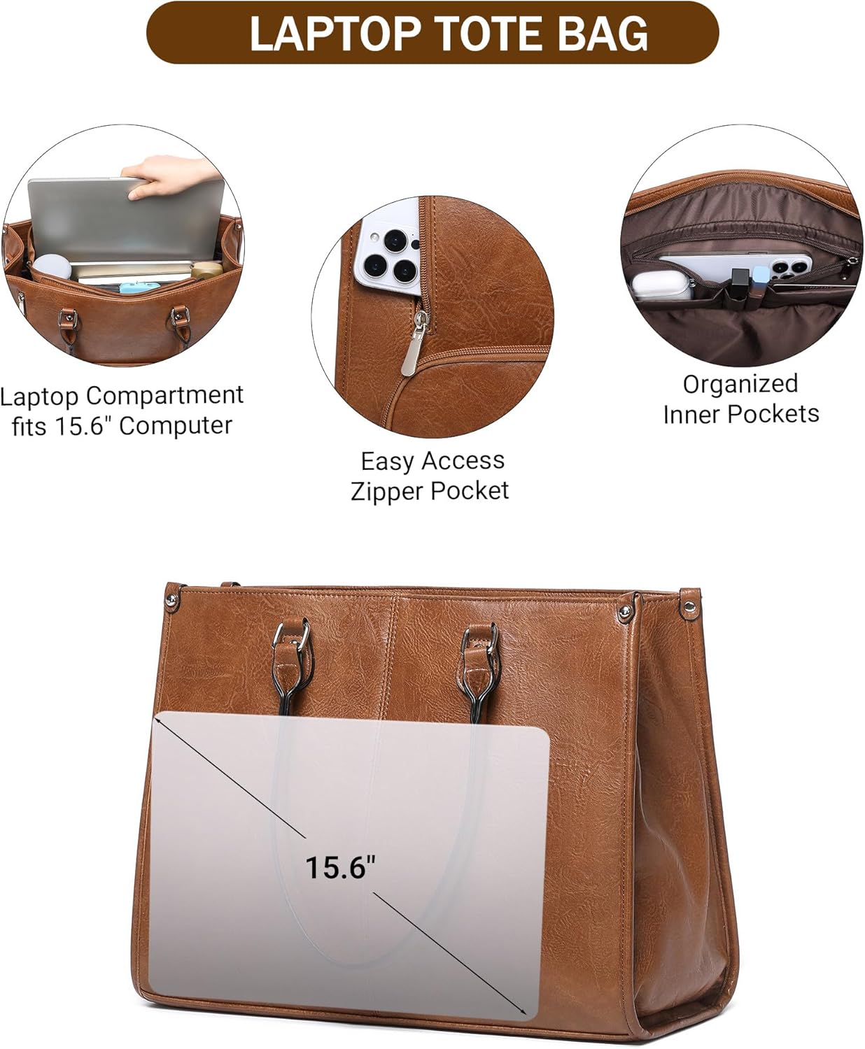 2 in 1 Laptop Tote Bag with In - Leather Work Laptop Bag review and price