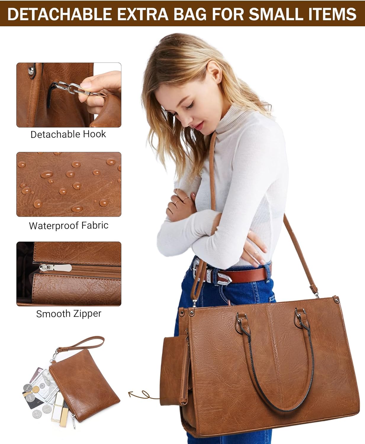 2 in 1 Laptop Tote Bag with In - Leather Work Laptop Bag review and price