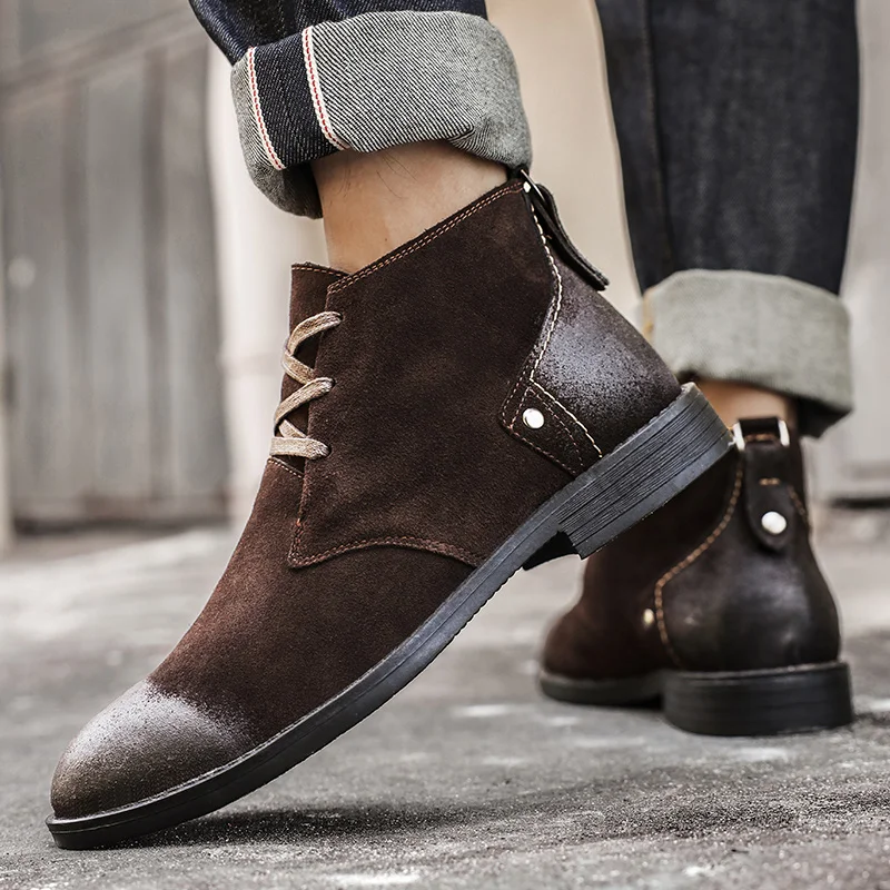 New Cow Suede Ankle Boots Hand - Vintage Leatherwork review and price