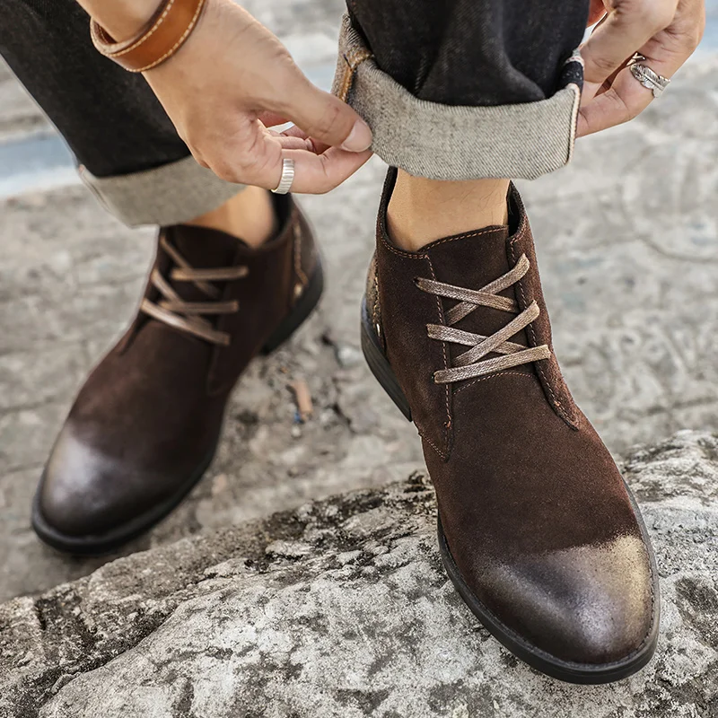 New Cow Suede Ankle Boots Hand - Vintage Leatherwork review and price