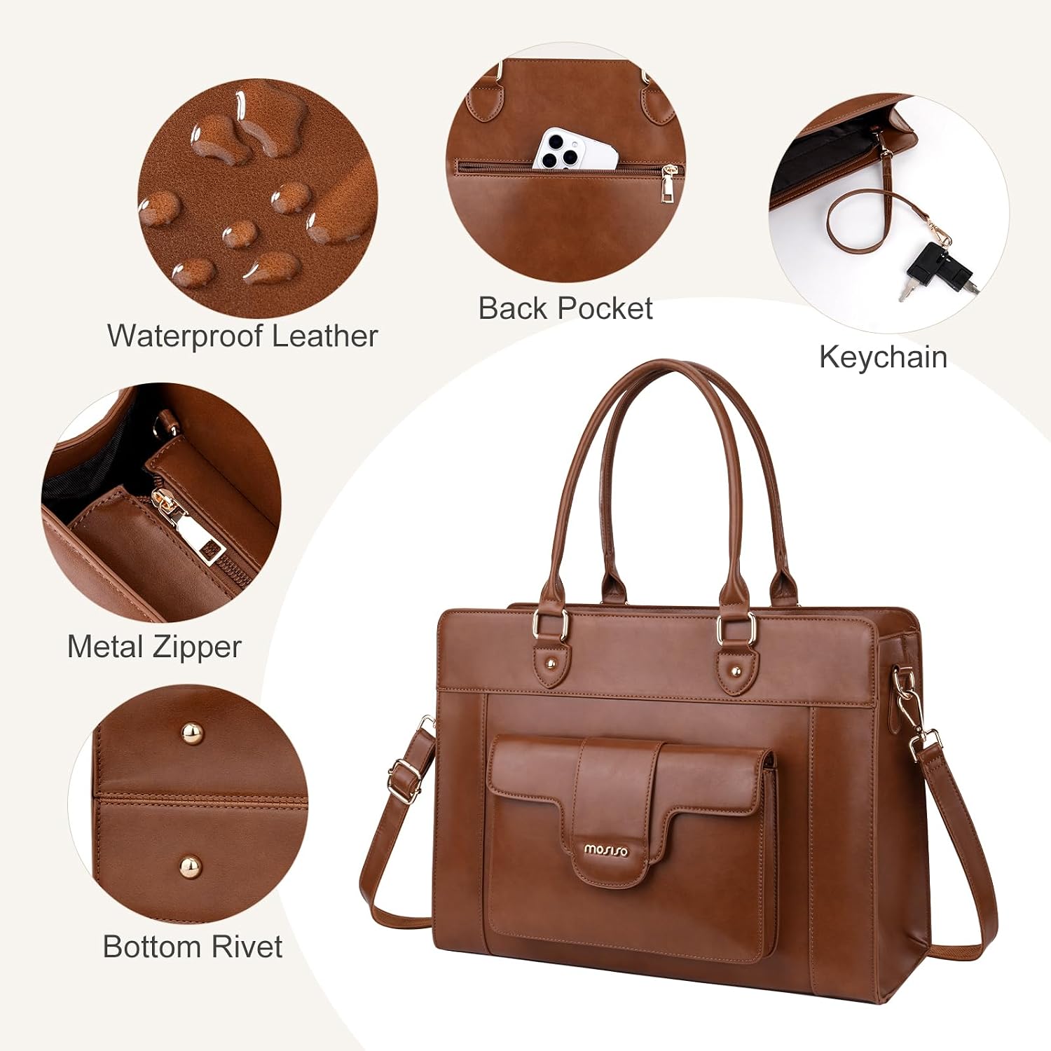 MOSISO Laptop Tote Bag for Wom - Leather Work Laptop Bag review and price