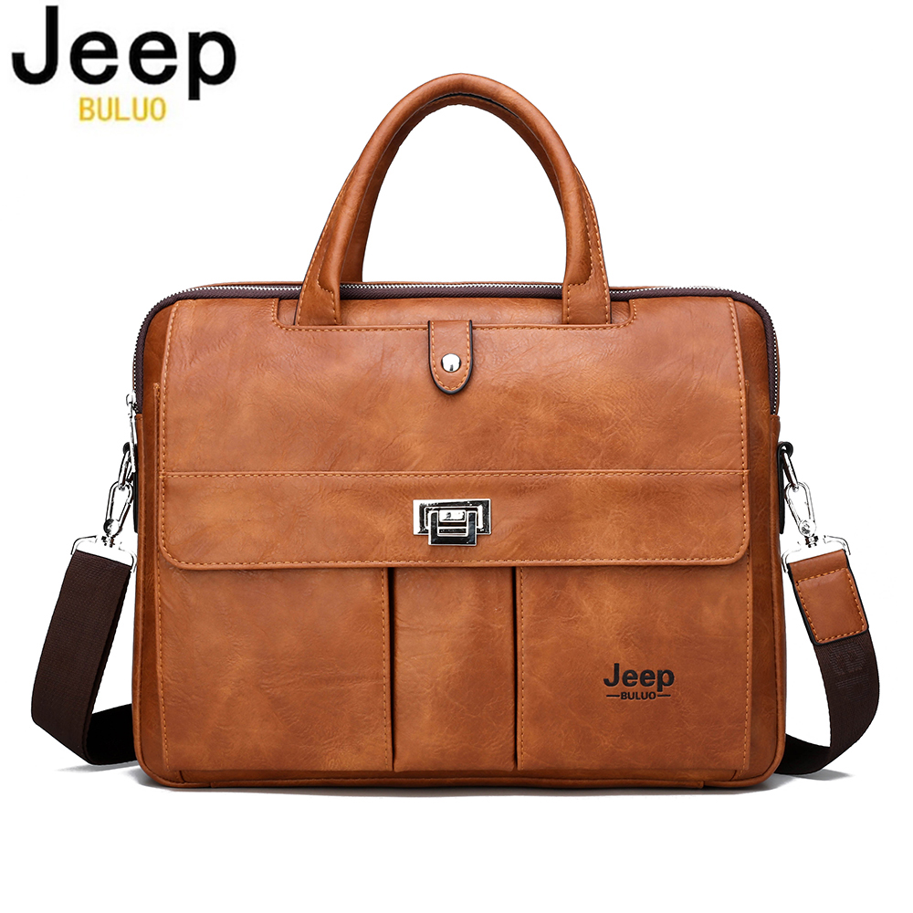 Jeep Buluo Men's Leather Brief - Leather Work Laptop Bag review and price