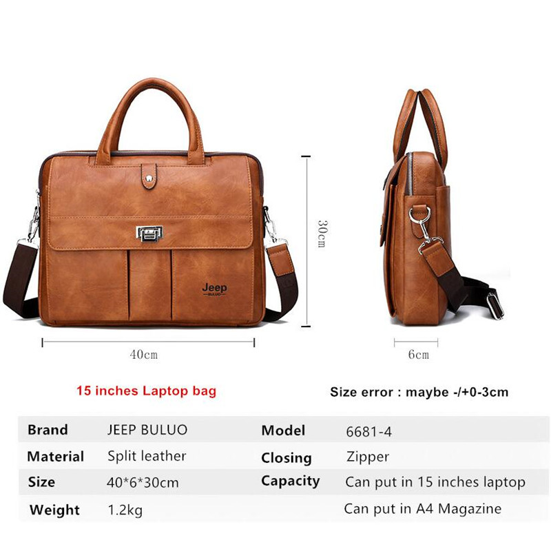 Jeep Buluo Men's Leather Brief - Leather Work Laptop Bag review and price