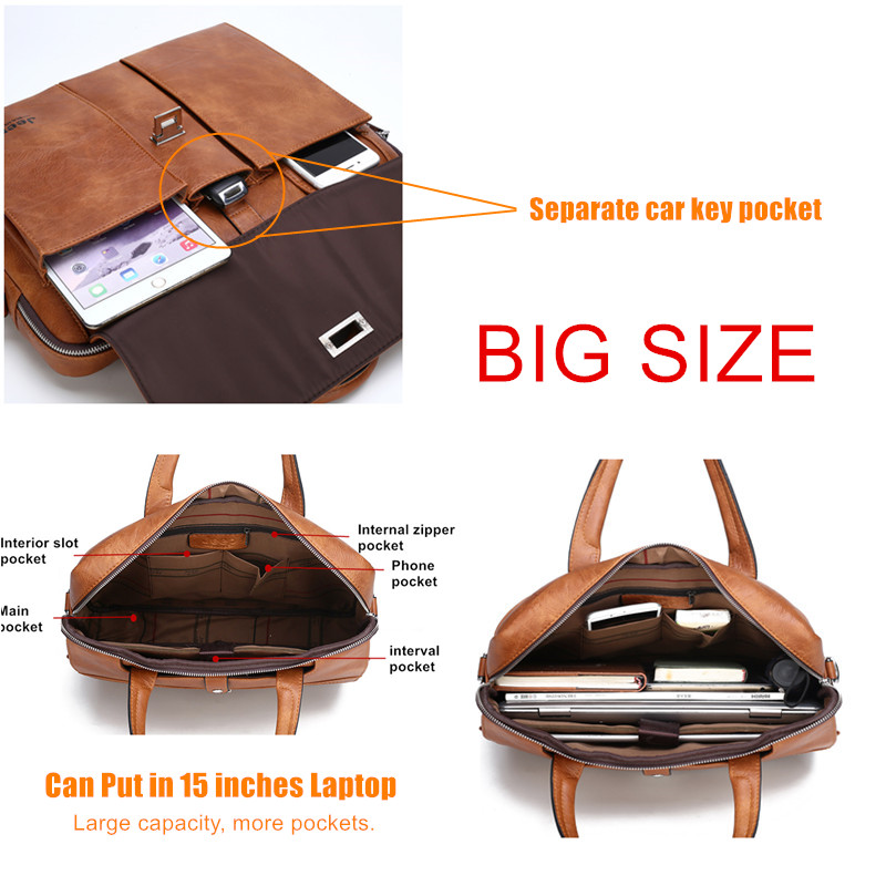 Jeep Buluo Men's Leather Brief - Leather Work Laptop Bag review and price